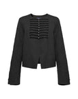 EP YAYING Blue Label Mulberry Silk Wool Jacquard Frog Button Jacket