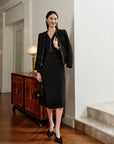 YAYING Golden Wool Slim-Fit Dress