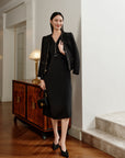 YAYING Golden Wool Slim-Fit Dress