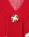 EP YAYING Red Jacquard Knitted Cardigan
