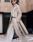 EP YAYING Long Khaki Twill Trench Coat EGLAW7402A