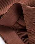 YAYING Brown Pleated Midi Skirt