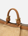 EP YAYING Straw Pleated Tote Bag