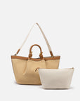 EP YAYING Straw Pleated Tote Bag