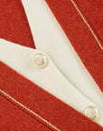YAYING Red Contrast Knit Cardigan