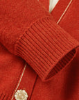 YAYING Red Contrast Knit Cardigan