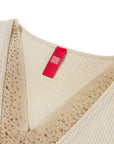 EP YAYING Beige Knit Short Sleeve Top