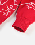 EP YAYING Red Jacquard Knitted Cardigan