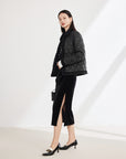 EP YAYING Wool Bouclé Patchwork Down Jacket