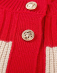 EP YAYING Plaid Short Knitted Cardigan