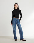 EP YAYING Pure Wool Solid Color Knit Sweater