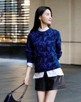EP YAYING Blue Label Wool Relaxed-Fit Jacquard Sweater