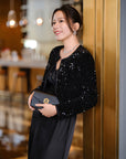 EP YAYING Triacetate Black Dress EGKPT4111AZ