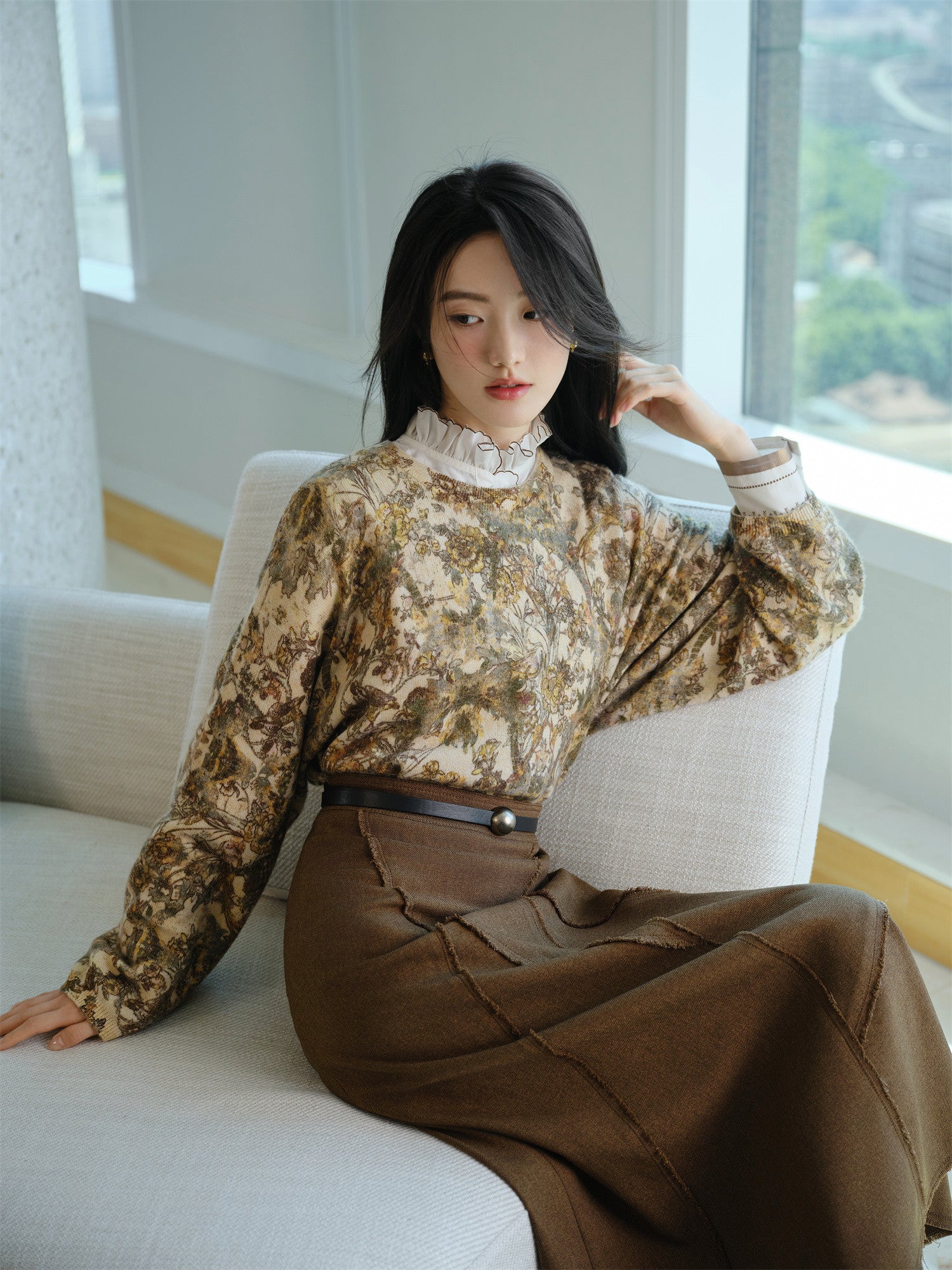 EP YAYING Ethnic Print Cashmere Sweater EGKIG9507BM