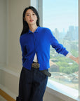 EP YAYING Blue Label 100% Cashmere Jacquard Knit Top