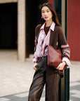 EP YAYING Yak Wool Jacquard Knit Cardigan