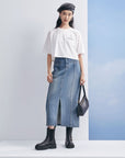 EP YAYING Split Cotton Midi Skirt EGIADJ301A