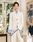 EP YAYING Chinese-Style Stand-Collar Wool Fitted Blazer EGLIW1119A