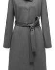 YAYING Charcoal Belted Long Coat with Faux-Fur Collar
