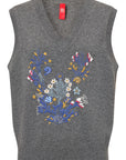 YAYING Wool Cashmere Embroidered V-Neck Vest