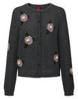 YAYING Crew Neck Flocked Cashmere Knit Cardigan