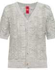 YAYING Silk-Cotton Wave Knit V-Neck Cardigan