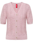 YAYING Silk-Cotton Wave Knit V-Neck Cardigan