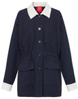 YAYING Color-Block Boucle Lapel Coat