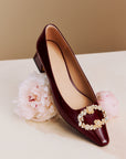 EP YAYING Decorative Buckle Chunky Heel Commuter Flats