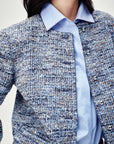 EP YAYING Blue-Grey Tweed Jacket