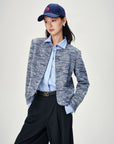 EP YAYING Blue-Grey Tweed Jacket
