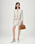 EP YAYING Light Gold Handcrafted Tweed Short Jacket