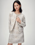 EP YAYING Light Gold Handcrafted Tweed Short Jacket