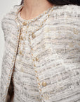 EP YAYING Light Gold Handcrafted Tweed Short Jacket