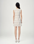 EP YAYING Light Gold Handcrafted Tweed Sleeveless Dress
