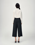 EP YAYING White Ruffle Stand Collar Wool Blouse