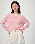 EP YAYING Faux Two-Piece Knit Pullover