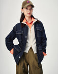 EP YAYING Vintage Relaxed Washed Denim Jacket