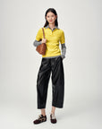 EP YAYING Stand Collar Cashmere Polo Sweater