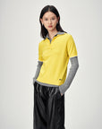 EP YAYING Stand Collar Cashmere Polo Sweater
