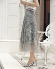 YAYING Embroidered Pleated Skirt