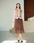YAYING Pleated Tulle Midi Skirt EPKAA3401AK