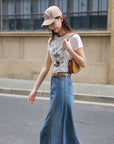 EP YAYING Split Cotton Midi Skirt EGIADJ301A