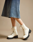 EP YAYING Knitted Chunky Heel Martin Boots