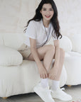 EP YAYING Chunky Sole White Knit Sneakers EAKAOXC02AW