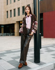 EP YAYING Yak Wool Jacquard Knit Cardigan