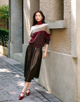 EP YAYING Color-Block Yak Wool Cashmere Knit Top