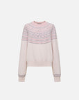 EP YAYING Folk Jacquard Pink Wool Sweater EGLAW9552A