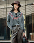 YAYING Ruyi Mountain Sea Jacquard Knit Cardigan EPLAG9112A
