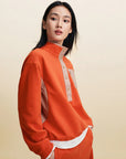 EP YAYING Double‑Faced Fleece Color‑Block Stand‑Collar Sweatshirt EGLIA5203A